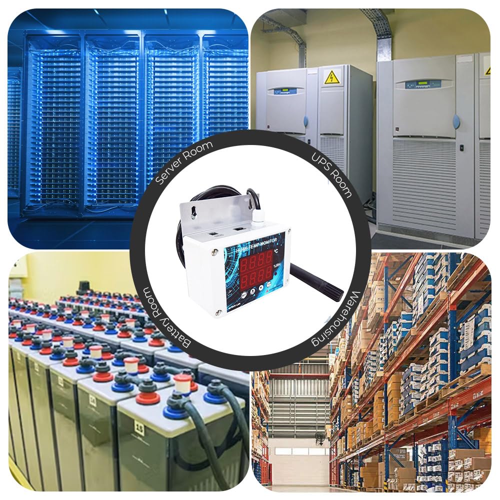 *Ships Within 1-Day* Wall Mounted Temperature and Humidity Alarm Monitor for Server Rooms,Pharmaceuticals,Laboratories Along with Calibration Certificate Model: AI-RHTx Basic 3