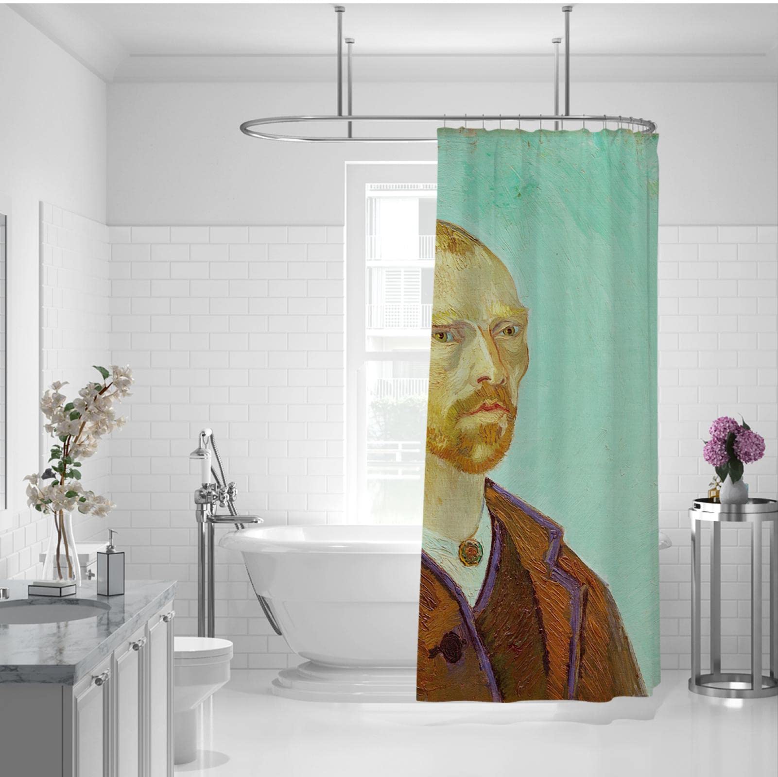 Cortinas de Ducha Verdes, Marrones Antiguo Rustic Farmhouse Cool Bathroom Decor Protecting Privacy Quick Dry Cortinas de Ducha Sets 120x200cm