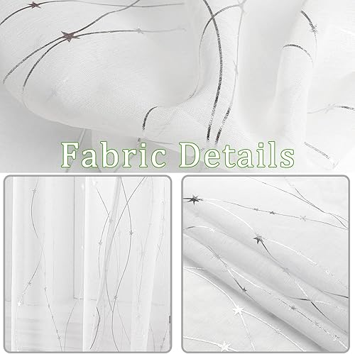 Miniatura 4 de SMILE WEAVER Cortinas traslúcidas blancas para sala de estar, 84 pulgadas de largo, cortinas semitransparentes que filtran la luz y privacidad