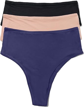 hanky panky YourFit High Rise Thong - Comfortable One Size Thong for Women XS-XL | High Waisted 3-Pack Thongs