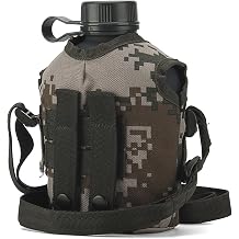 Canteen 1L Leakproof Aluminum Alloy Water Bottle with Camouflage Cover & Strap, Portable Multi-Functional Canteen for Camping, Hiking, Outdoor Activities