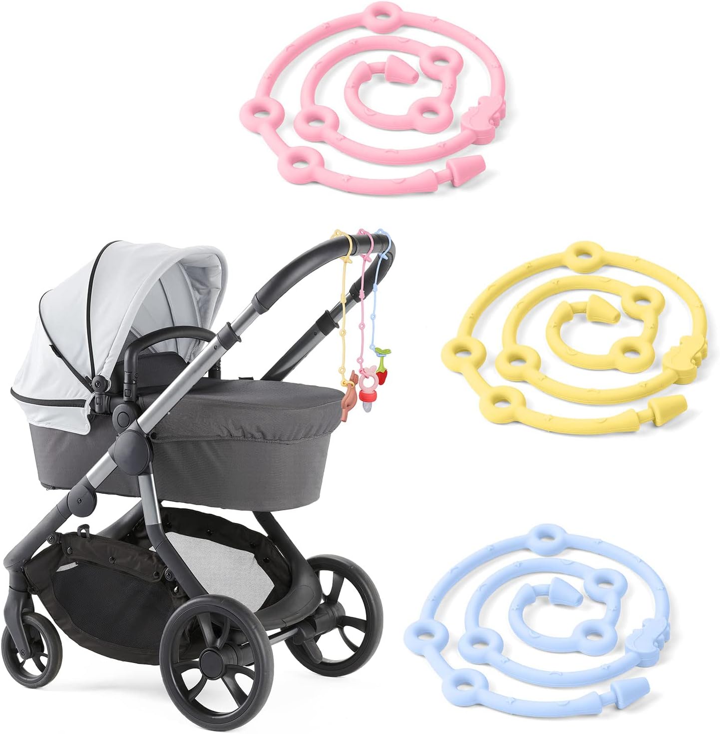 Schnullerkette 5-teilig - BPA-freie Silikon Ketten Für Kinderwagen & Baby