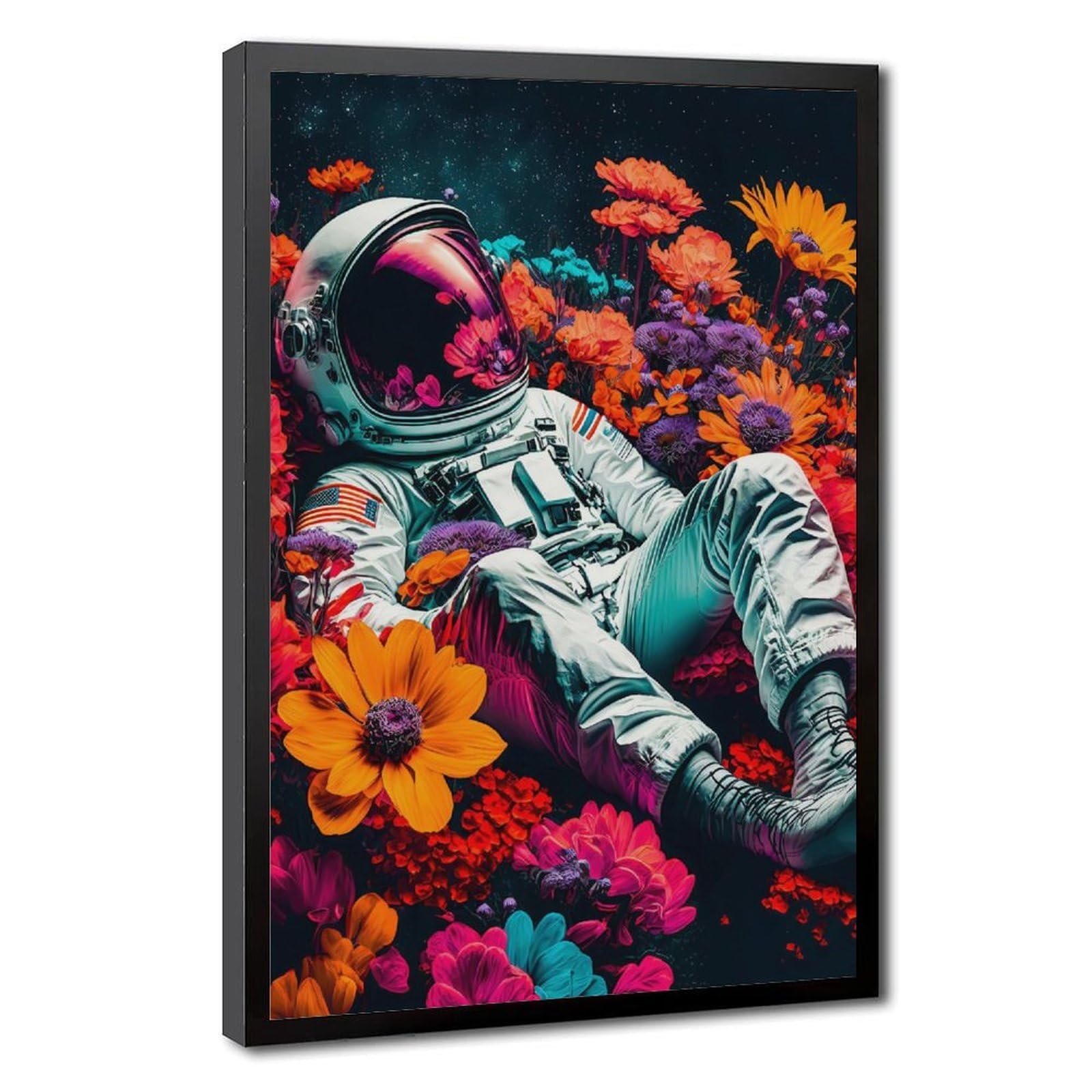 Bareronor Astronaut in Flowers Canvas Poster Bedroom Decor Landscape Office Room Decor Gift 24" L X 36" W