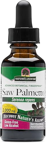 Nature's Answer Saw Palmetto Berry Extracto de hierbas Suplemento con alcohol orgánico, 1 fluido onza  Apoya la salud de la próstata  Minimiza la