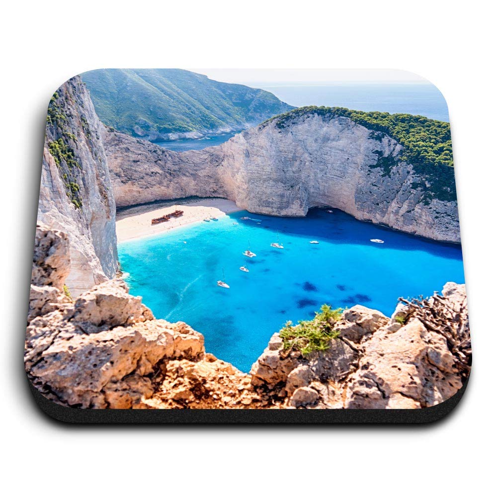 Destination Vinyl Ltd Multicolor 1 X Square Mdf Fridge Magnet - Zante Greece Greek Travel 2308