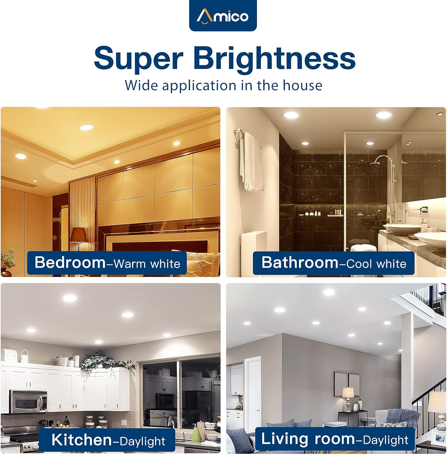 Review Amico 5/6 inch 3CCT LED Recessed Lighting 12 Pack, Dimmable, IC Damp Rated, 12.5W=100W, 950LM Can Lights with Baffle Trim, 3000K/4000K/5000K Selectable, Simple Retrofit Installation New Product Amico 5/6 inch 3CCT LED Recessed Lighting 12 Pack, Dimmable, IC Damp Rated, 12.5W=100W, 950LM Can Lights with Baffle Trim, 3000K/4000K/5000K Selectable, Simple Retrofit Installation