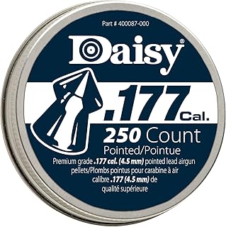 Daisy Outdoor Products 987777-446 250 Count Pointed Field Pellets, 177 PDQ, Silver, 4.5 mm