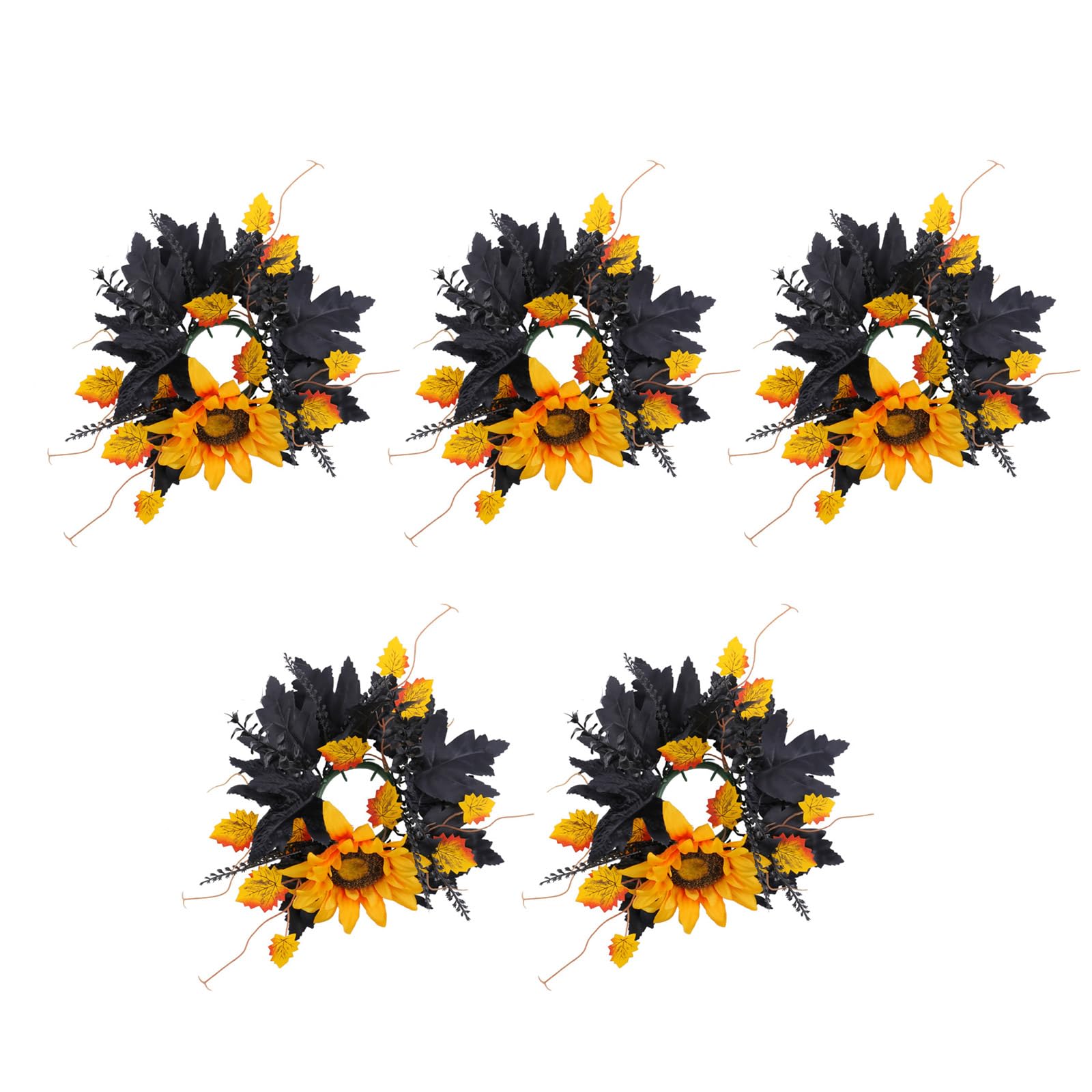 5Pcs Multipurpose Halloween Wreath Artificial Colorful Florals Holder Rings for Home Centerpieces Decors Halloween Holder Wreath