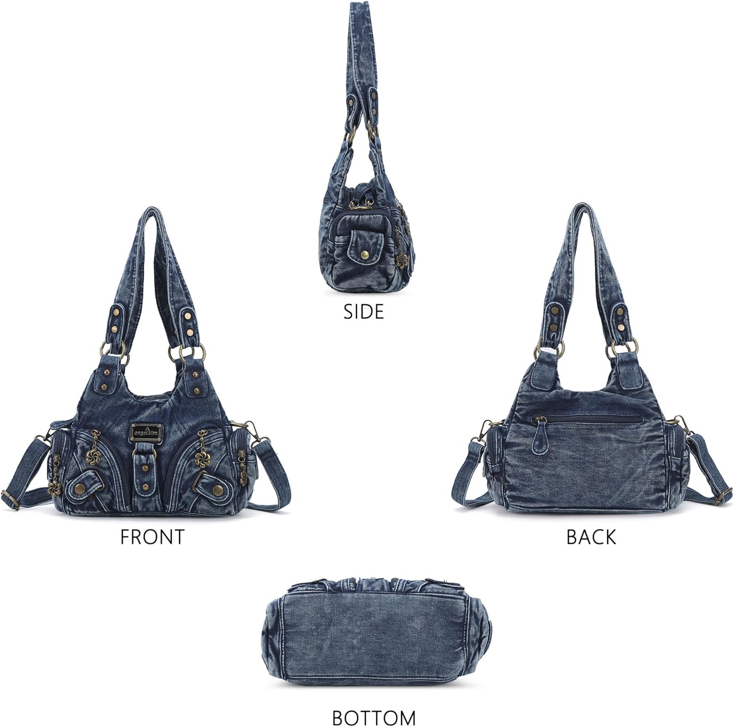 Angel Kiss Purses for Women Small Hobo Shoulder Bags Vagen Leather Multi-Pocket Tote Bag with Zipper - Image 7