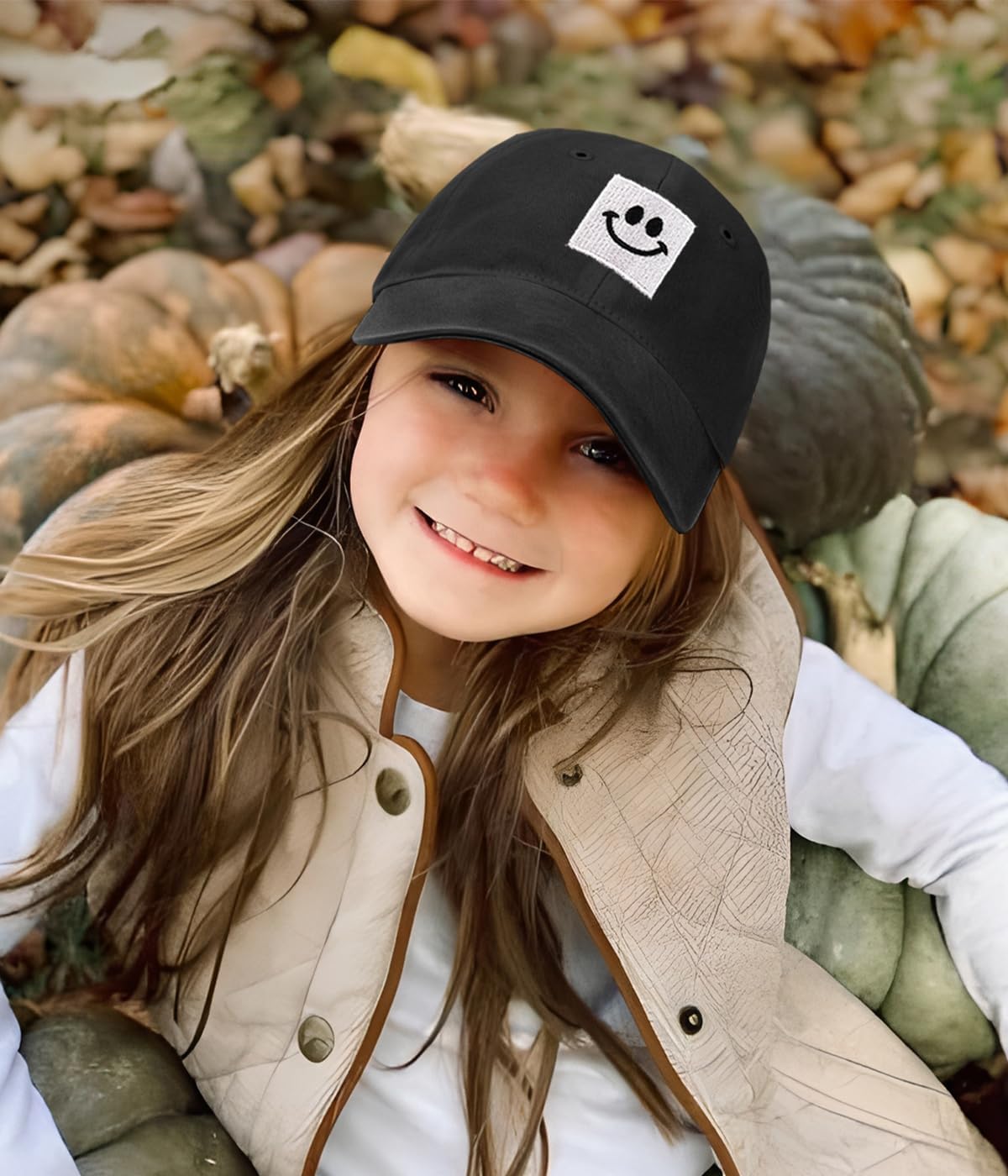 Smiley Face Baseball Cap for Toddler Boys Girls,Adjustable Kids Washed Cotton Cute Dad Hat