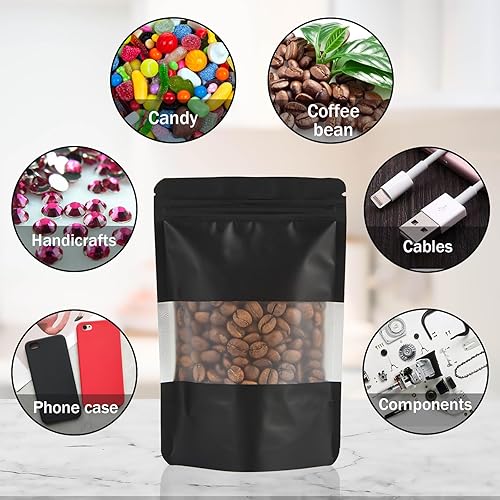 Miniatura 6 de 100 bolsas a prueba de olores, bolsas resellables de Mylar con ventana transparente, bolsa de aluminio con cierre de cremallera, bolsas de soporte