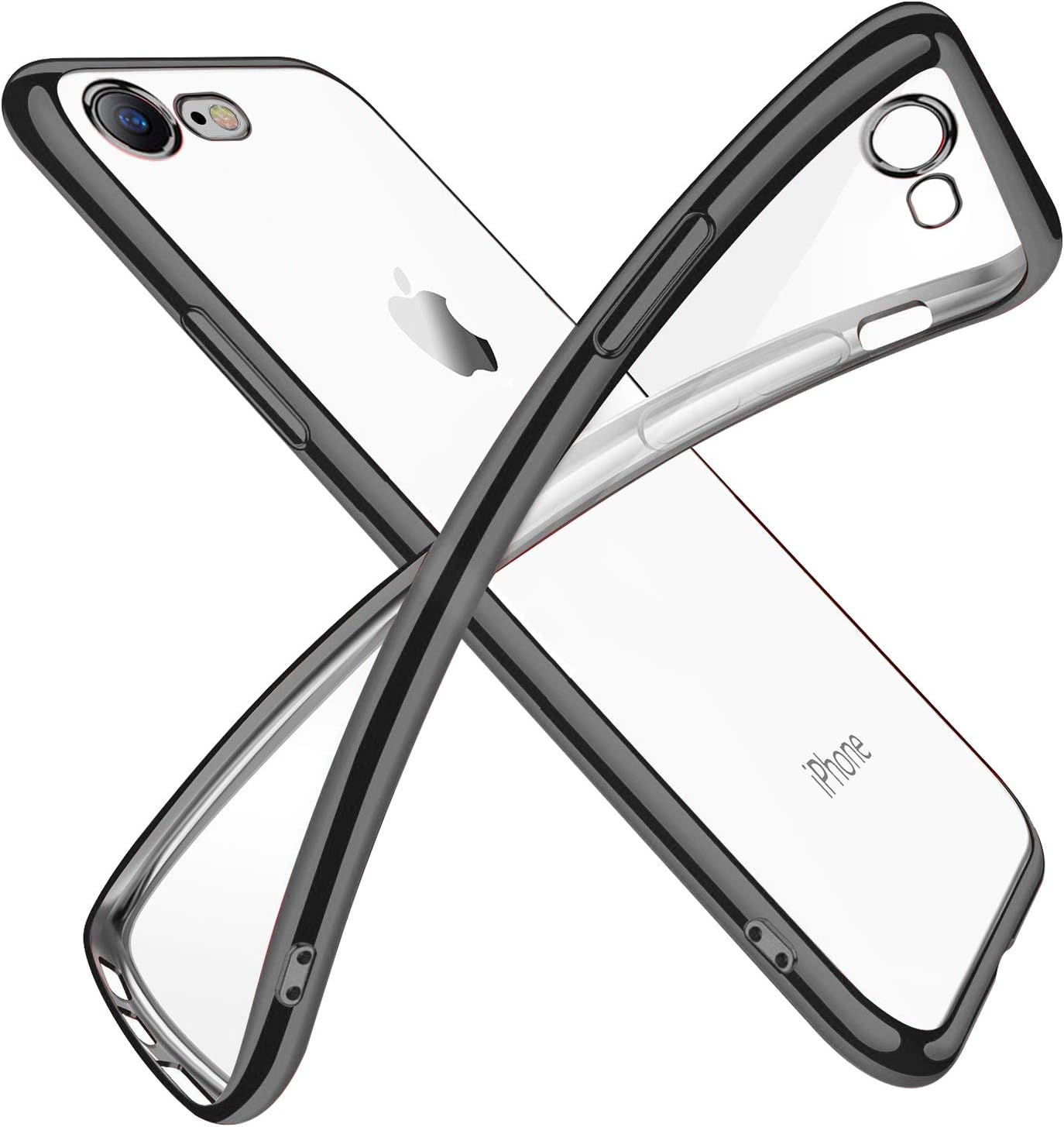 414円 ギフト プレゼント ご褒美 Iphone Se3 ケース Se 第2世代 Iphone8 Iphone7 ケース22年新型 クリア 透明 Tpu シリコン メッキ加工 スリム 薄型 4 7インチ スマホケース 耐衝撃 黄変防止 一体型 人気 携帯カバー ブラック