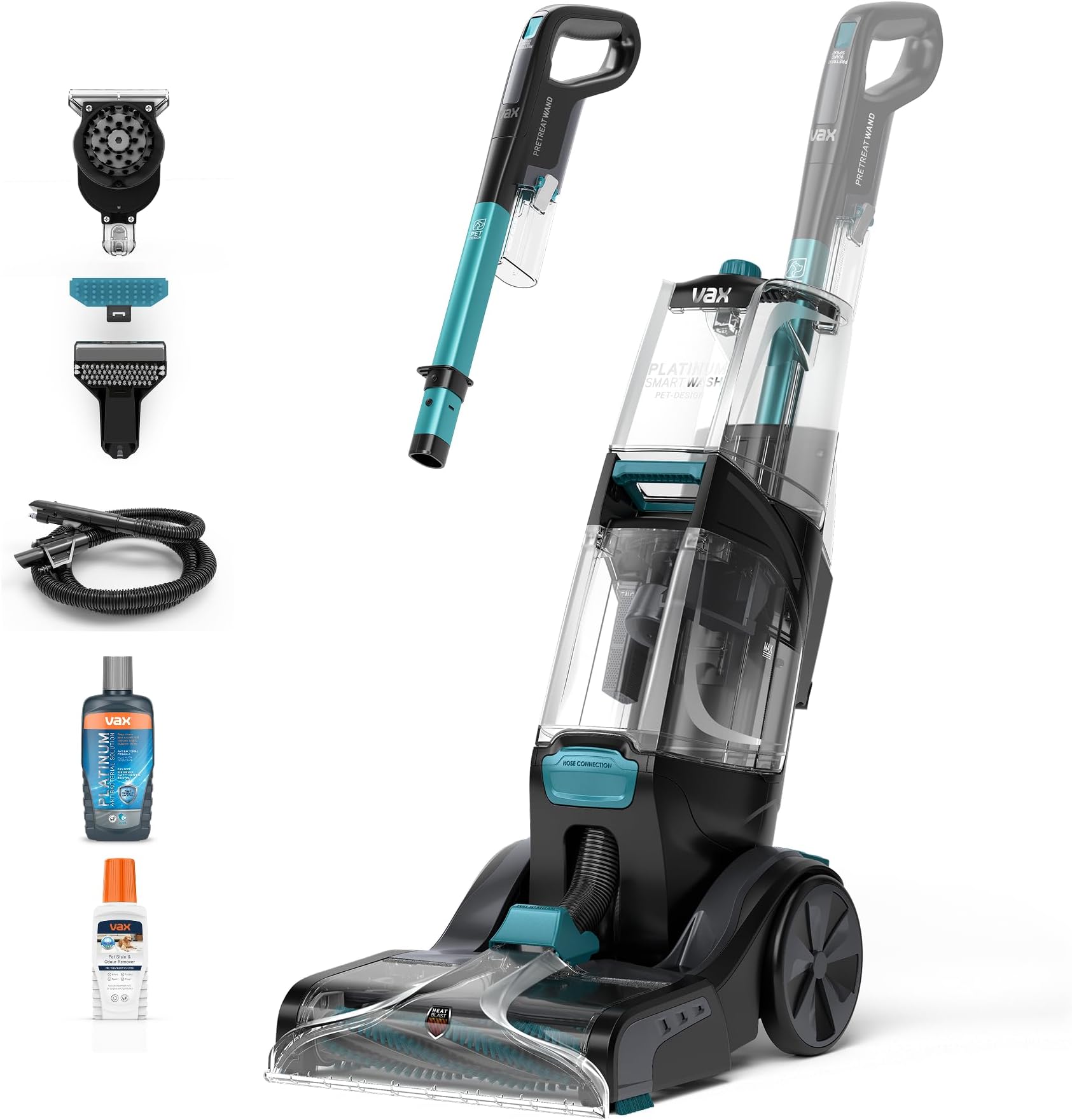 Platinum SmartWash Pet-Design Carpet Cleaner Machine, Rug, Upholstery, Car, Stair Upright Shampooer Washer, Handheld Spot Cleaning, SpinScrub and Wash Tools, Solution, 1200W, 8.9kg, CDCW-SWXP,Grey