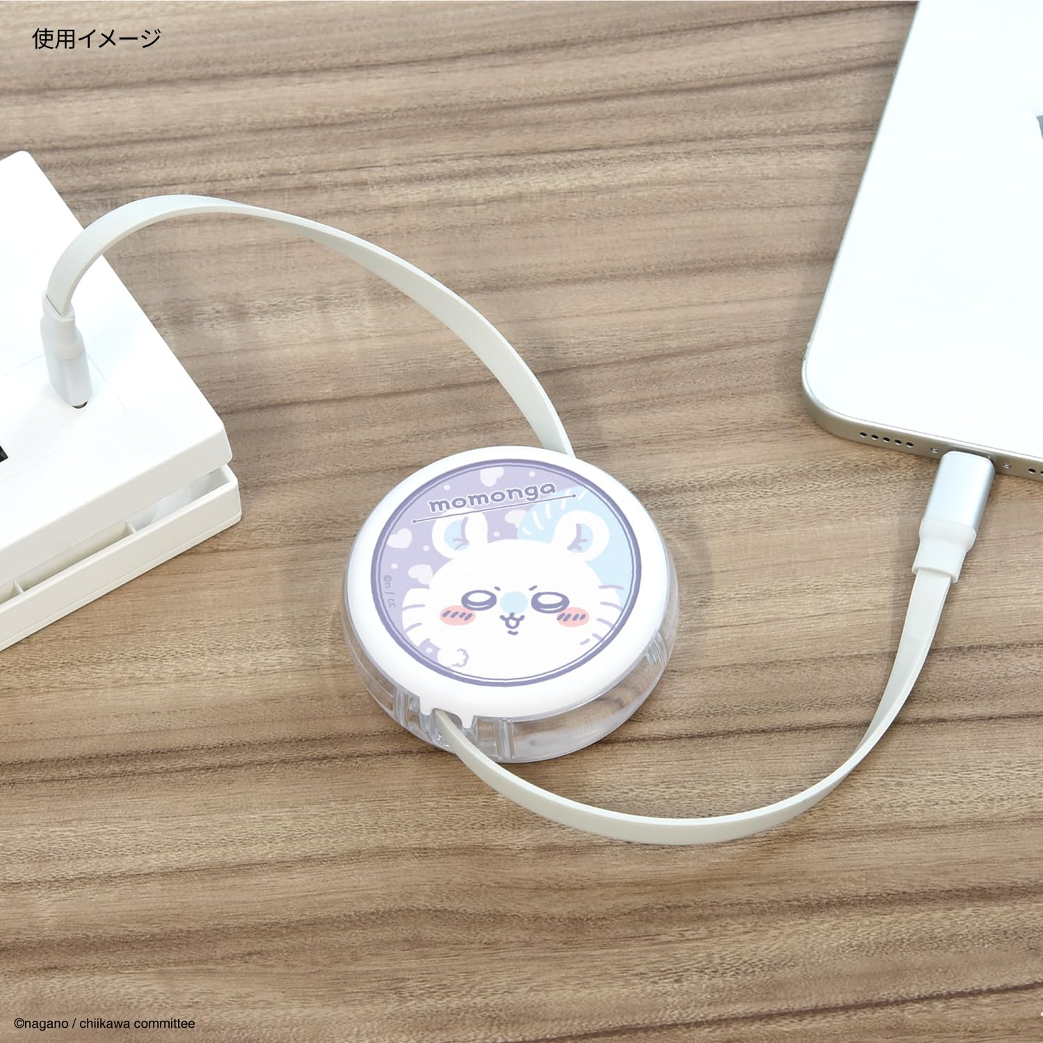 グルマンディーズ(Gourmandise) Gourmandies Chiikawa PD60W Compatible USB 2.0 Reel Type C Cable Momonga CK-49D