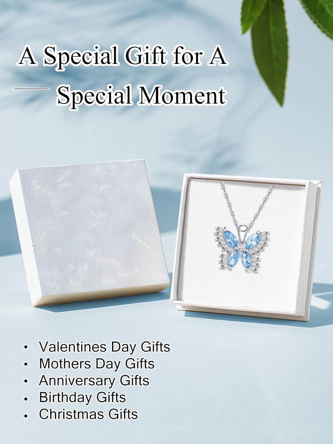 Colorful Necklace for Women White Gold Butterfly/Dragonfly Animal Pendant Necklaces With 12 Months Birthstone Anniversary Christmas Birthday Gifts for Grandkids Her Wife - Image 7