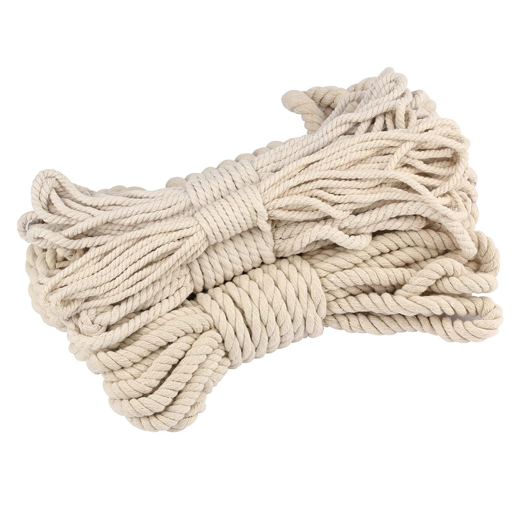 ZNKZJ Cuerda de algodón con cordón de macramé 328 pies,Cuerda de macramé, cordón de algodón Natural Suave Trenzado de 3 Hilos ，Cadena de macramé para Crafts, Colgantes de Pared,Beige-20mm