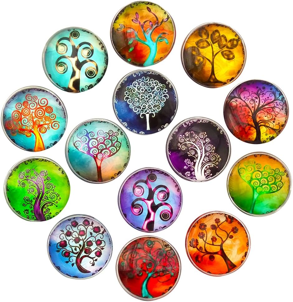 16pcs Glass Tree Refrigerator Magnets Beautiful Fridge Funny for Office Cabinets Whiteboards Decorative Photo Gift Button