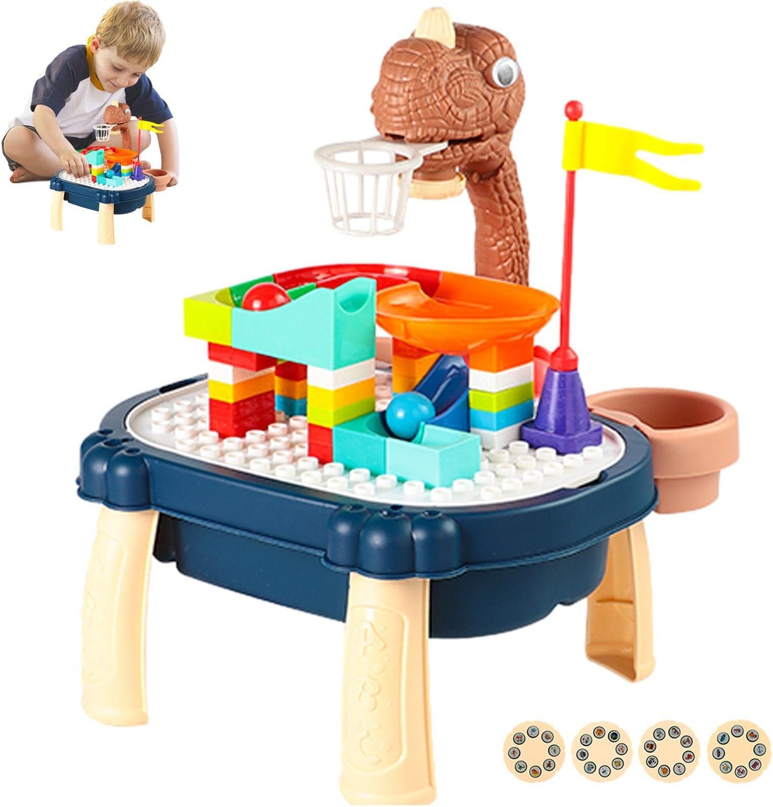 C/YDrawing Projector Table for Kids | 2 in 1 Children's Drawing Board with Building Blocks,32 Stencils and 8 Color Pens, Smart Projector Sketcher Desk for Kids Boys Girls