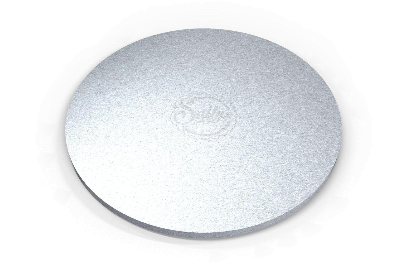 Sallys Deski na ciasto o grubości 12 mm, Ø 35 cm, ze stabilnego, lekkiego kartonu z powłoką aluminiową nadającą się do kontaktu z żywnością – podkładka pod ciasto, patera na tort, patera na ciasto
