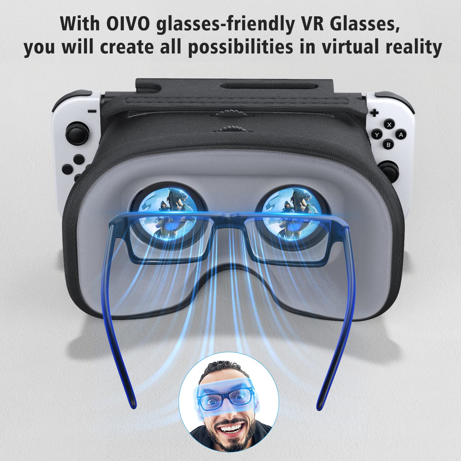 Switch VR Brille für Nintendo Switch/Switch OLED mit einstellbaren HD-Linsen, Virtual Reality Brille für Nintendo Switch VR Spiele, Switch Brille 3D