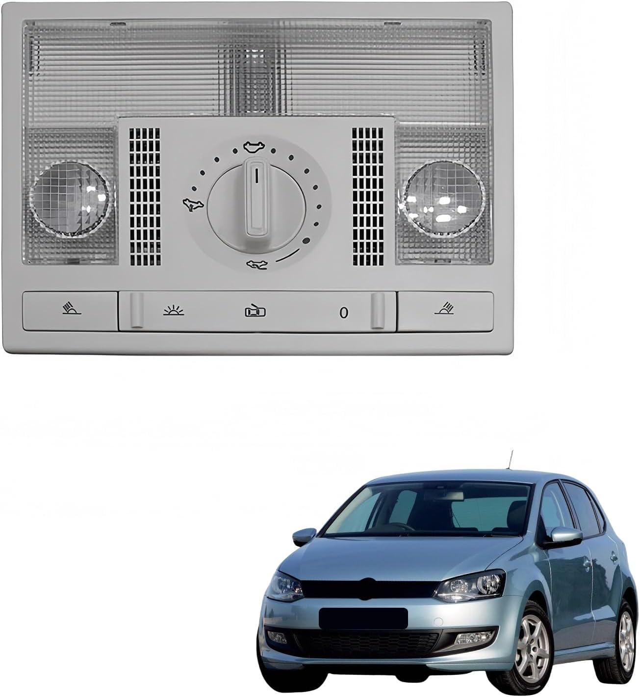 1 Pcs Automotive Overhead Consoles, Compatible with VW Polo 9N 2002-2010 Fox EU Altea Leon Toledo #6Q0947613A, 6Q0947291A(Gray-Raer Lamp)