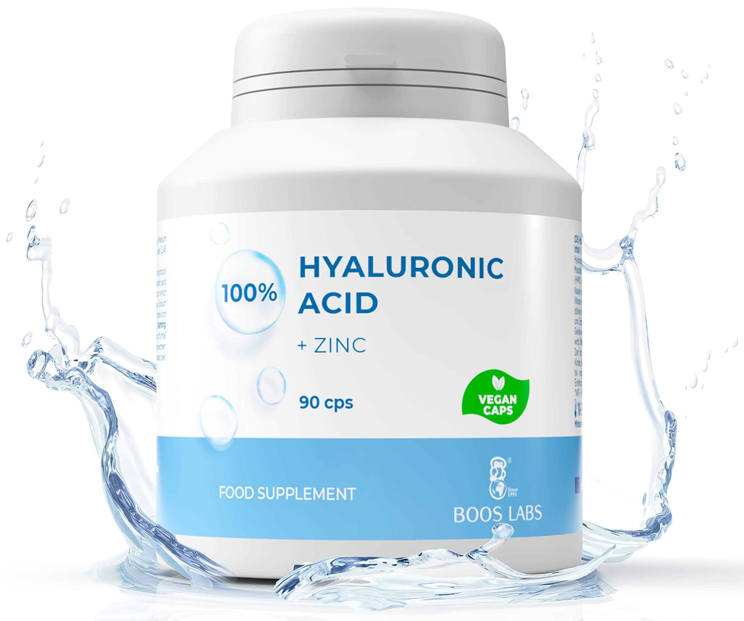BOOS LABS Strongest Hyaluronic Acid & Zinc, 480mg90Day Supply, Vegan