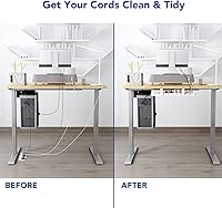 Vista 4 de Bandeja de organización de cables debajo del escritorio para escritorio de oficina en casa, cables de canaleta de metal, bandeja de gestión de Negro