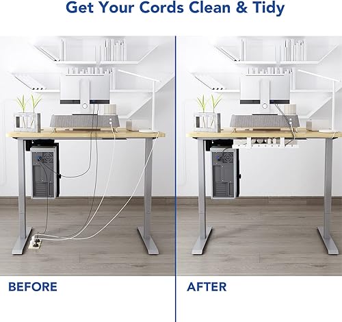 Miniatura 9 de Bandeja de organización de cables debajo del escritorio para escritorio de oficina en casa, cables de canaleta de metal, bandeja de gestión de