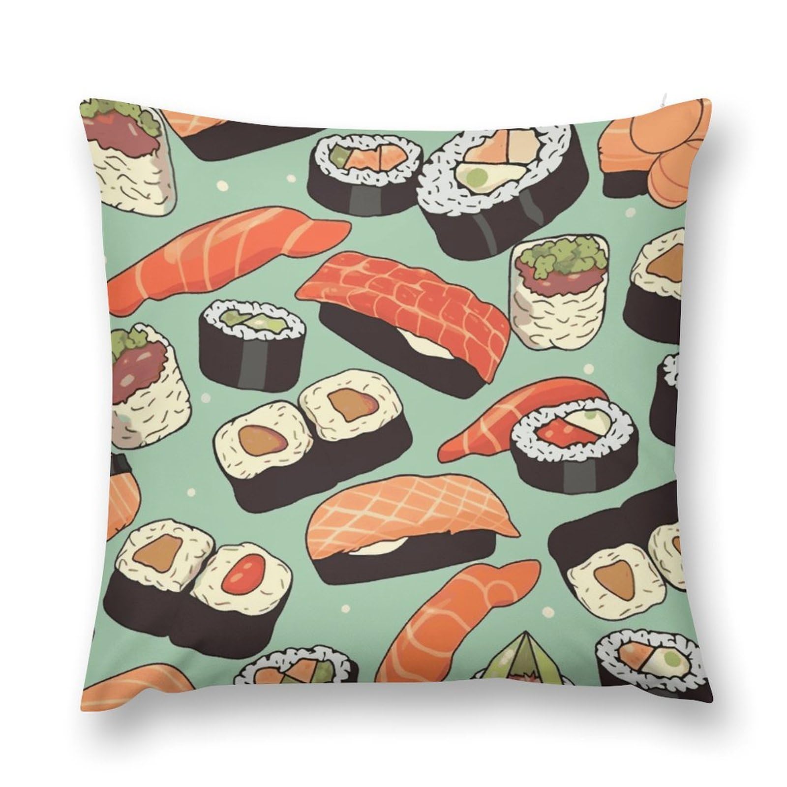 Taies d'oreiller douces fermeture éclair motif sushi rigolo