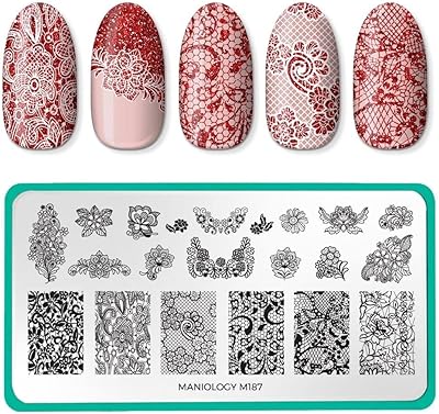 Maniology Sweet & Sultry Nail Stamping Plate, Embroidery and Lace Nail Art Design, Bold and Sexy Manicure