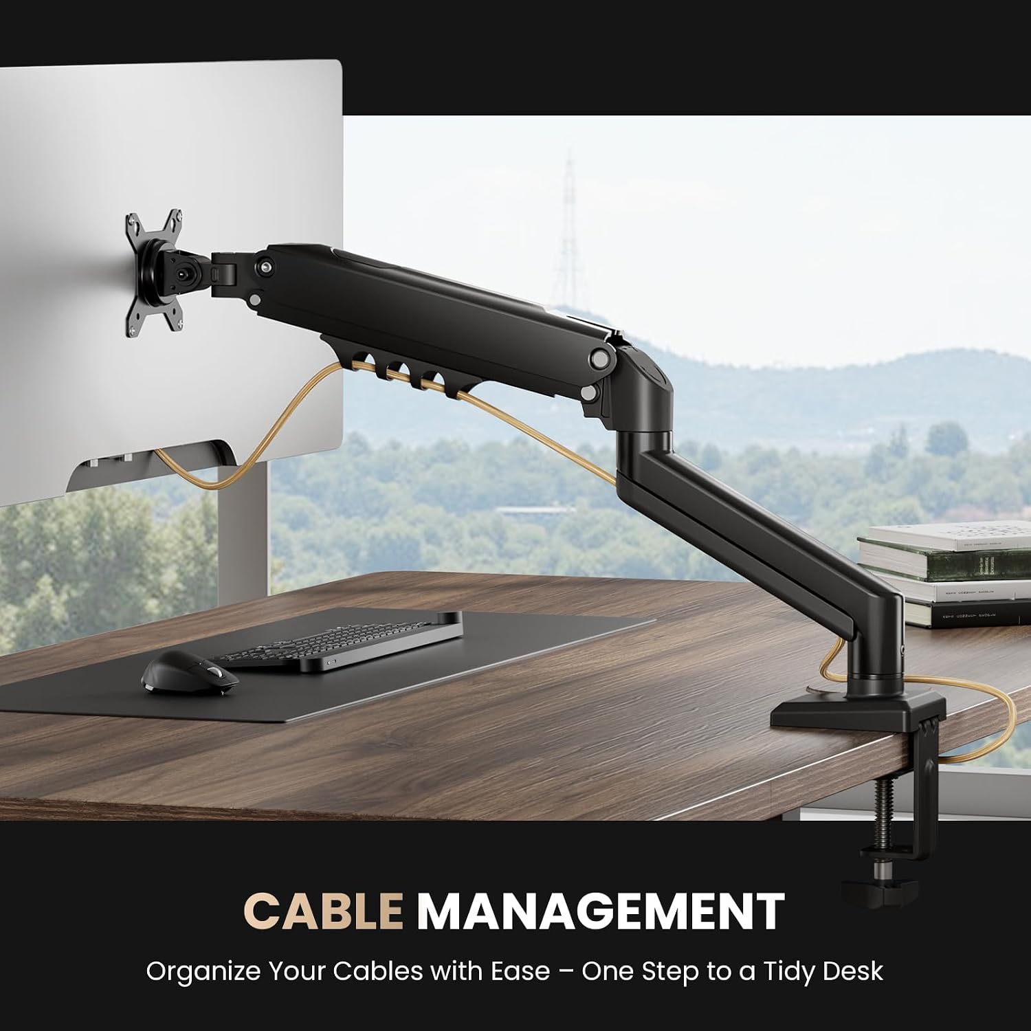 SIAGO Single Monitor Stand, 15 to 32 Inch Monitors Arm, Adjustable Mount with C-Clamp and Grommet Installation, Made of Iron and Al, VESA Monitor Stand for Desk - Fits 4.4 to 19.8lbs Monitors