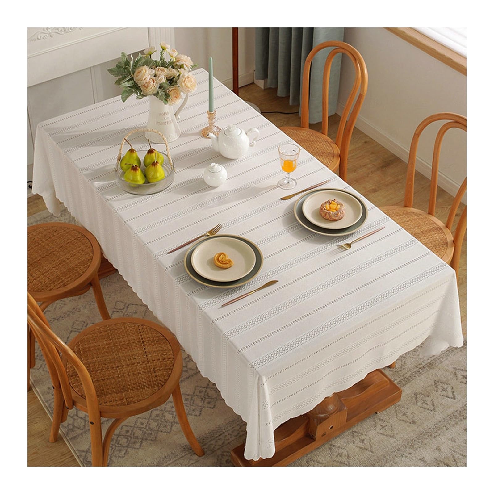 Nappe anti tache 140x200 imperméable blanche ajourée en chiffon