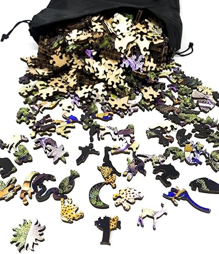 Miniatura 4 de Rompecabezas de madera para adultos, Savanna Moon, 527 piezas de madera únicas por Nautilus Puzzles. Fabricado en los Estados Unidos.