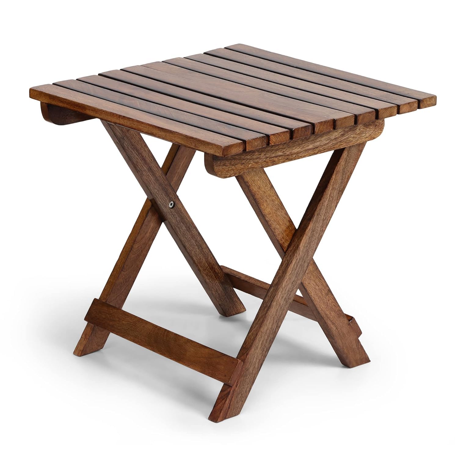 Wood Foldable Side Table with X-Leg Design, 15x15x15 Inch, Walnut, 41D x 38W x 40H Centimetres, 1 Kilogram, for Living Room, Bedroom and Balcony-image-27