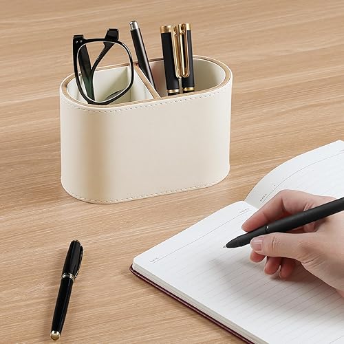 Miniatura 2 de Soporte para bolígrafo de piel sintética para escritorio, pequeño soporte de control remoto, taza de lápices, organizador de escritorio