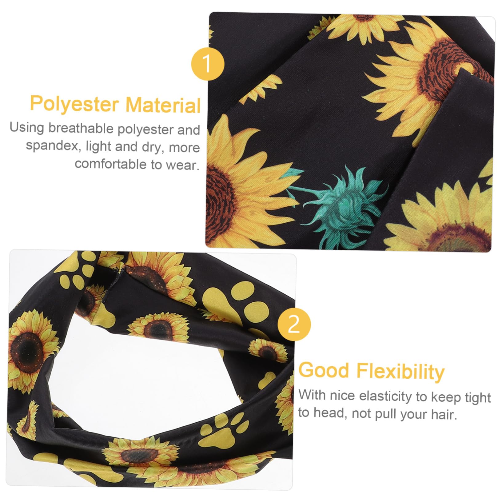 minkissy 9piezas Diademas Deportivas Para Mujer Diseño De Girasol Banda Para Sudor De Yoga Turbante Para Correr y Ejercicio Banda Elástica Ancha y Transpirable