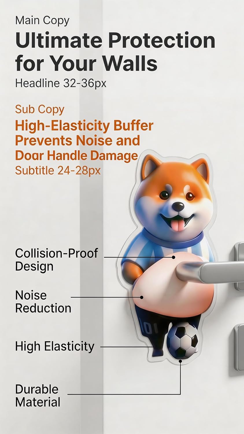 3D Shiba Inu Dog Belly Sticker,Door Stopper Wall Protector，Quiet, Shock Soft Rubber,Wall, Doorknobs, Refrigerator Door, Cabinets from Damage 2PCS (5JP-007-d(2PCS)) image 4