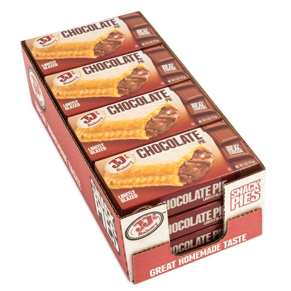 JJ's Bakery Chocolate Pie Snack Pies, Individual Dessert, Fresh-Baked, Nut-Free, Kosher Parve, 4 Oz Each (Pack of 12)