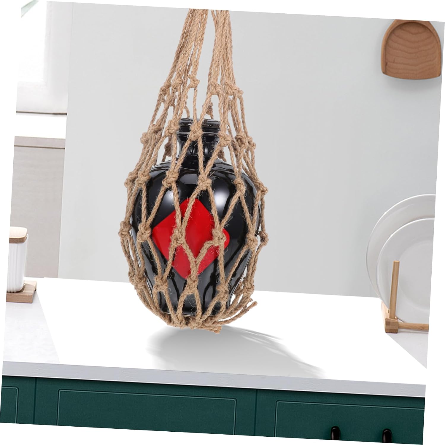 Wine Carrier Bag Jute Rope Macrame Bottle Holder Wine Jar Net Bag for Travel Storage
