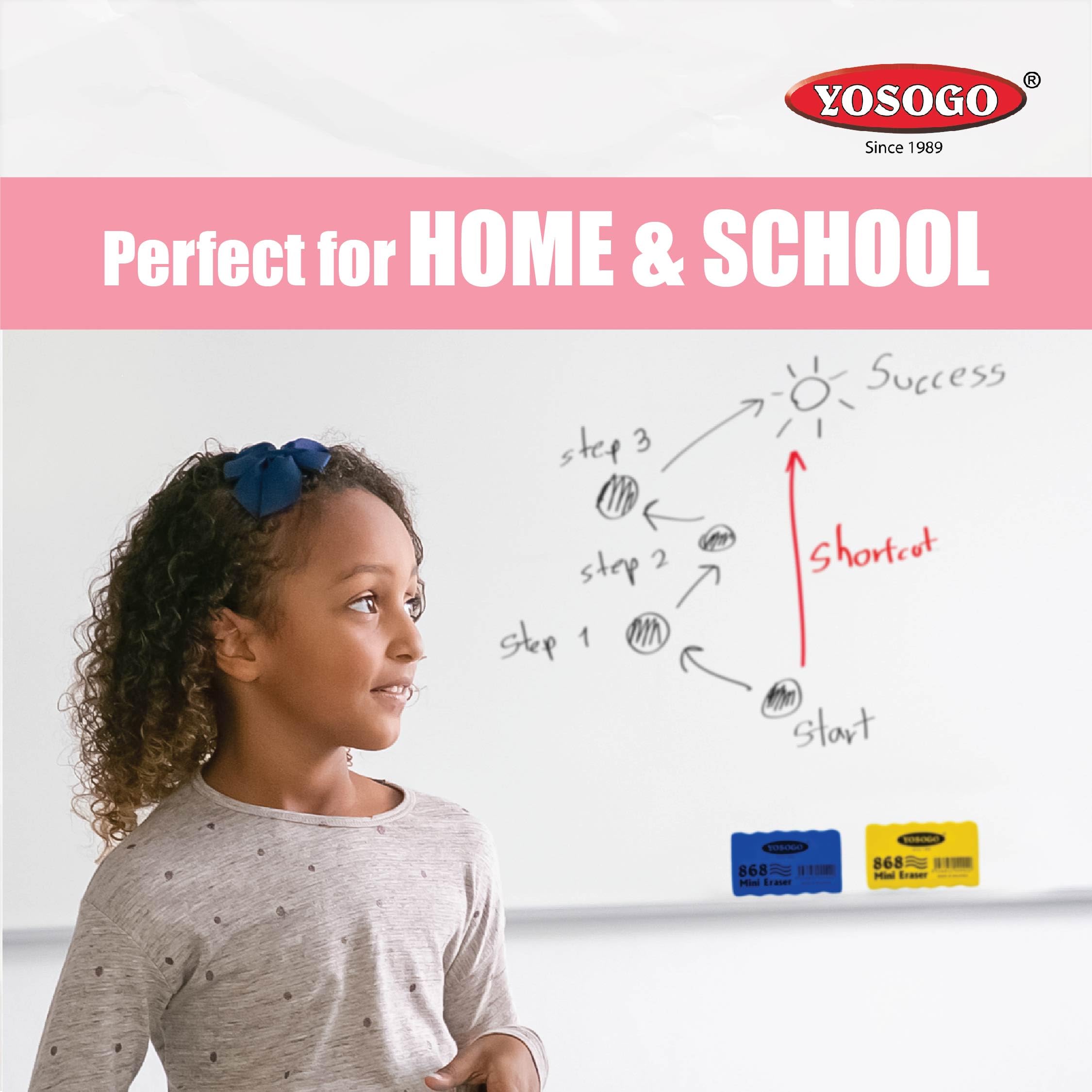 Yosogo Borrador de pizarra blanca de borrado en seco de tamaño pequeño - Borradores de pizarra pequeños perfectos para el aula, el hogar y la oficina - Paquete de 12