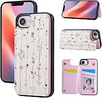 Vista 387 de UEEBAI Funda tipo cartera para iPhone 15 Pro Max con tarjetero, cubierta de cuero PU con soporte, bloqueo RFID, doble cierre magnético, relieve