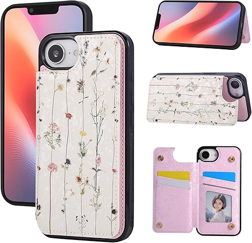 Miniatura 387 de UEEBAI Funda tipo cartera para iPhone 15 Pro Max con tarjetero, cubierta de cuero PU con soporte, bloqueo RFID, doble cierre magnético, relieve de