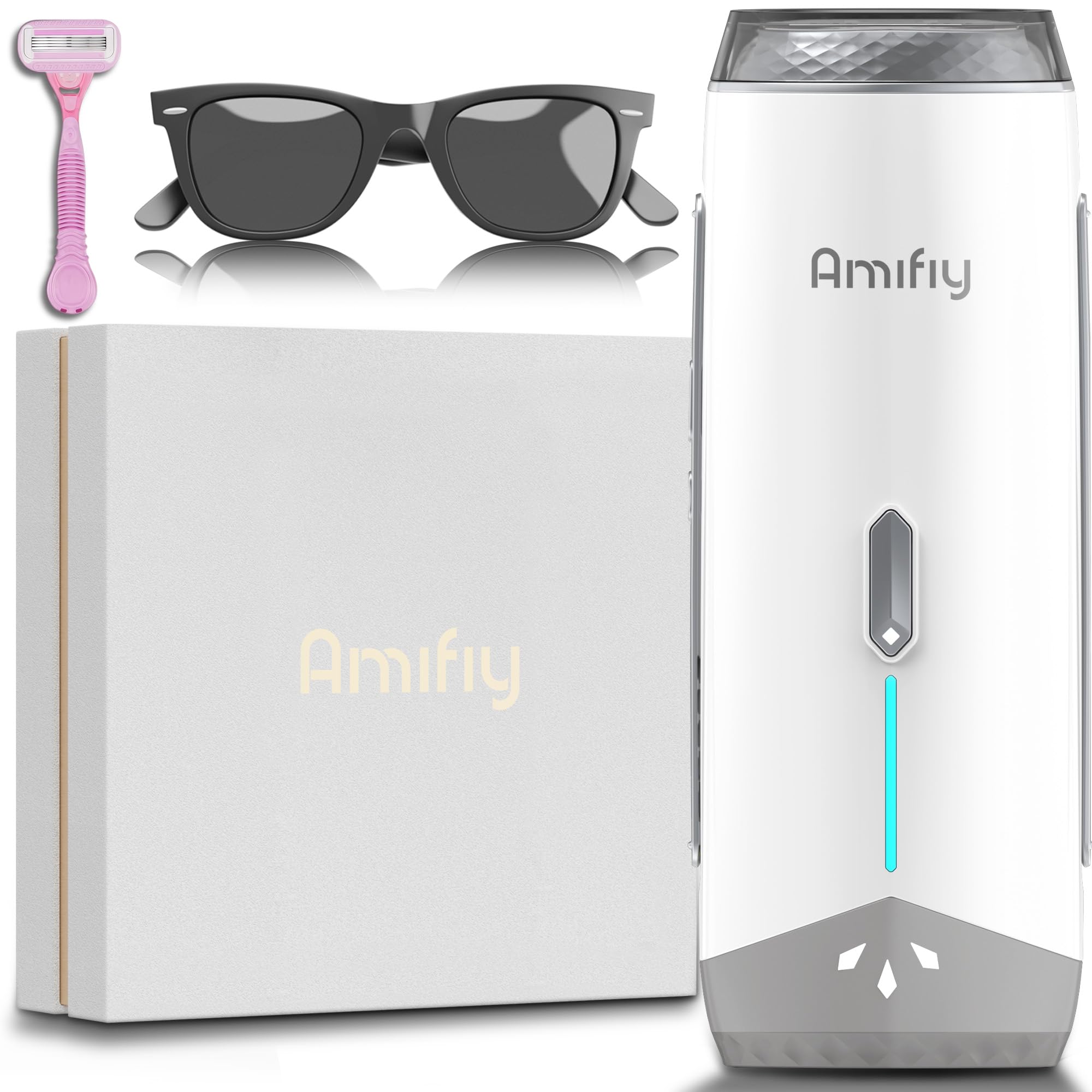 Amifiy Ice Cooling IPL Home Use Hair Removal Device, Laser Hair Removal Machine Painless Epilator for Women Men, 3 Energy Levels & 2 Modes, Face Body