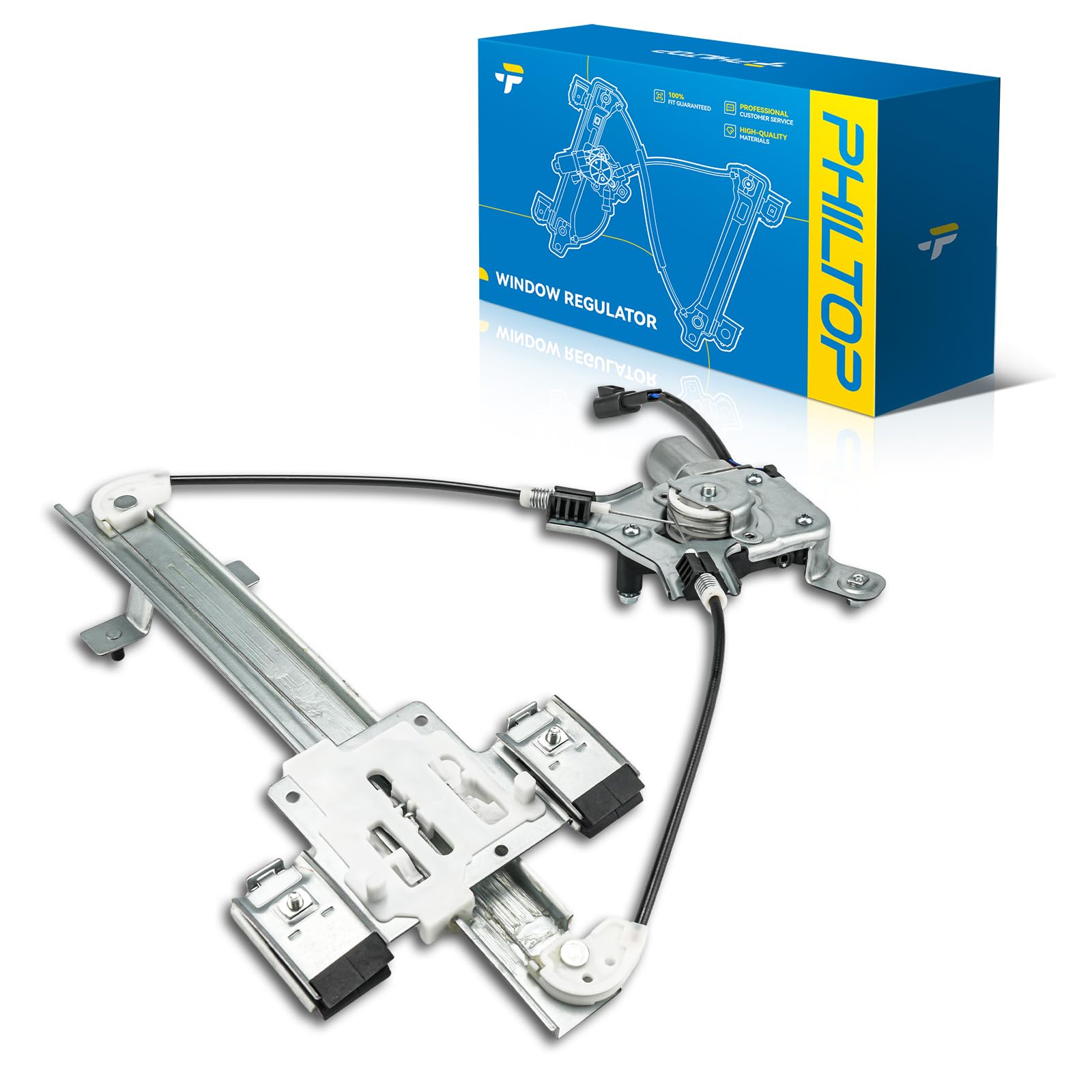 PHILTOP Rear Left Driver Side Power Window Regulator and Motor Assembly Compatible with 2007-2014 Chevrolet Tahoe 2007-2014 GMC Yukon 2007-2014 Cadillac Escalade Replaces 741-390,2 Pins