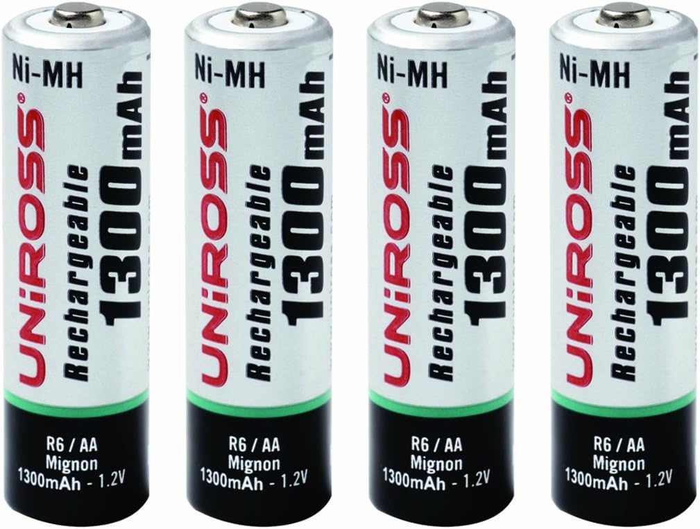 Uniross Classic 4 x AA 1300 mAh Rechargeable Batteries