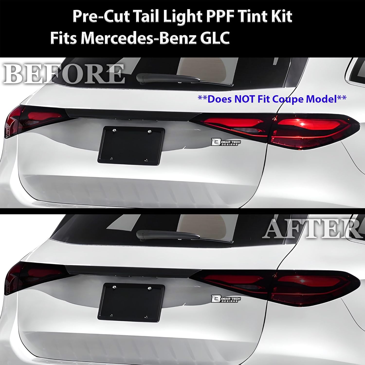 BOGAR TECH DESIGNS Full Headlight Taillight Tint Kit Compatible with Mercedes-Benz GLC 2023-2025, Dark Smoke