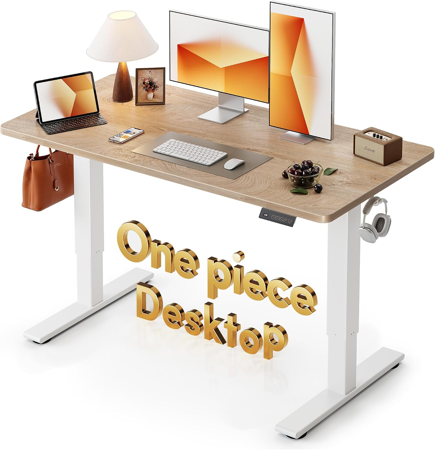  One-Piece Standing Desk, 55 x 28 Electric Height Adjustable Computer Desk, Sit Stand up Home Office Workstations with Whole-Piece Desktop, Black thumbnail