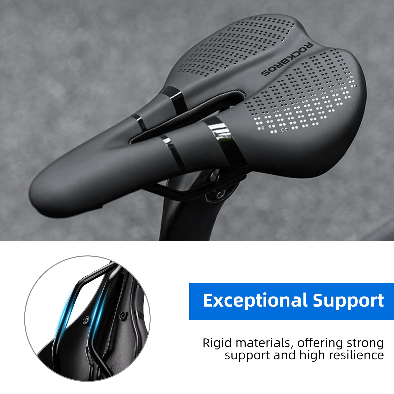ROCKBROS Coussin de selle de vélo confortable et imperméable au design ergonomique pour vélo de ville VTT de course