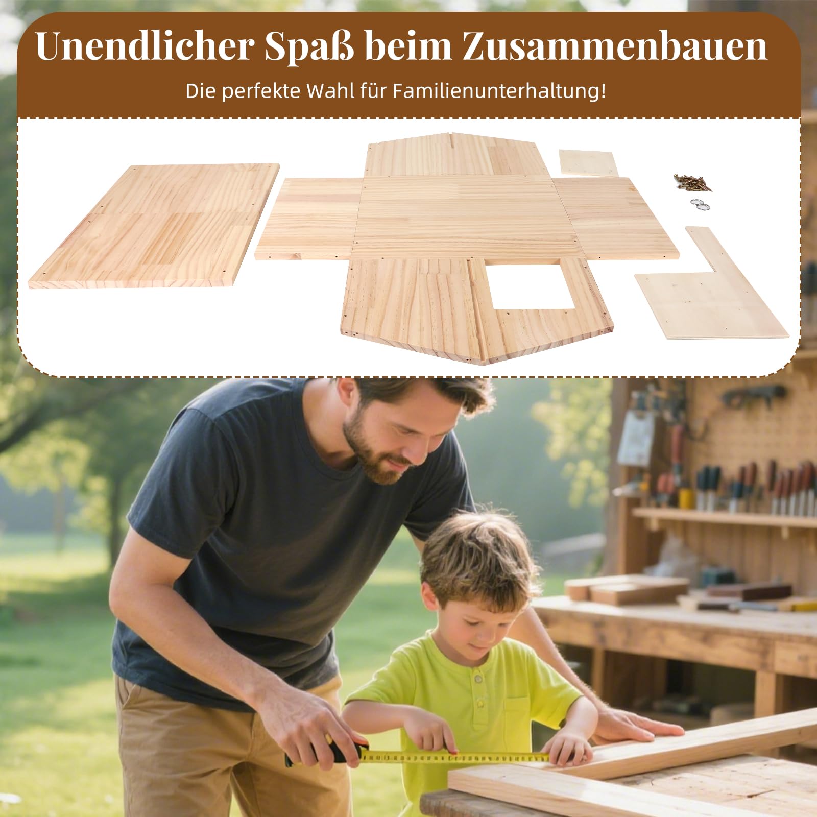 Igelhaus Holz mit Rattenklappe und Boden, Winterfestes Igelhotel für Garten