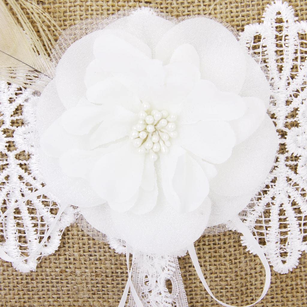 10 Satz Vintage Sackleinen Pfau Feder Spitze Rustikal Hochzeit Ringkissen 20 cm